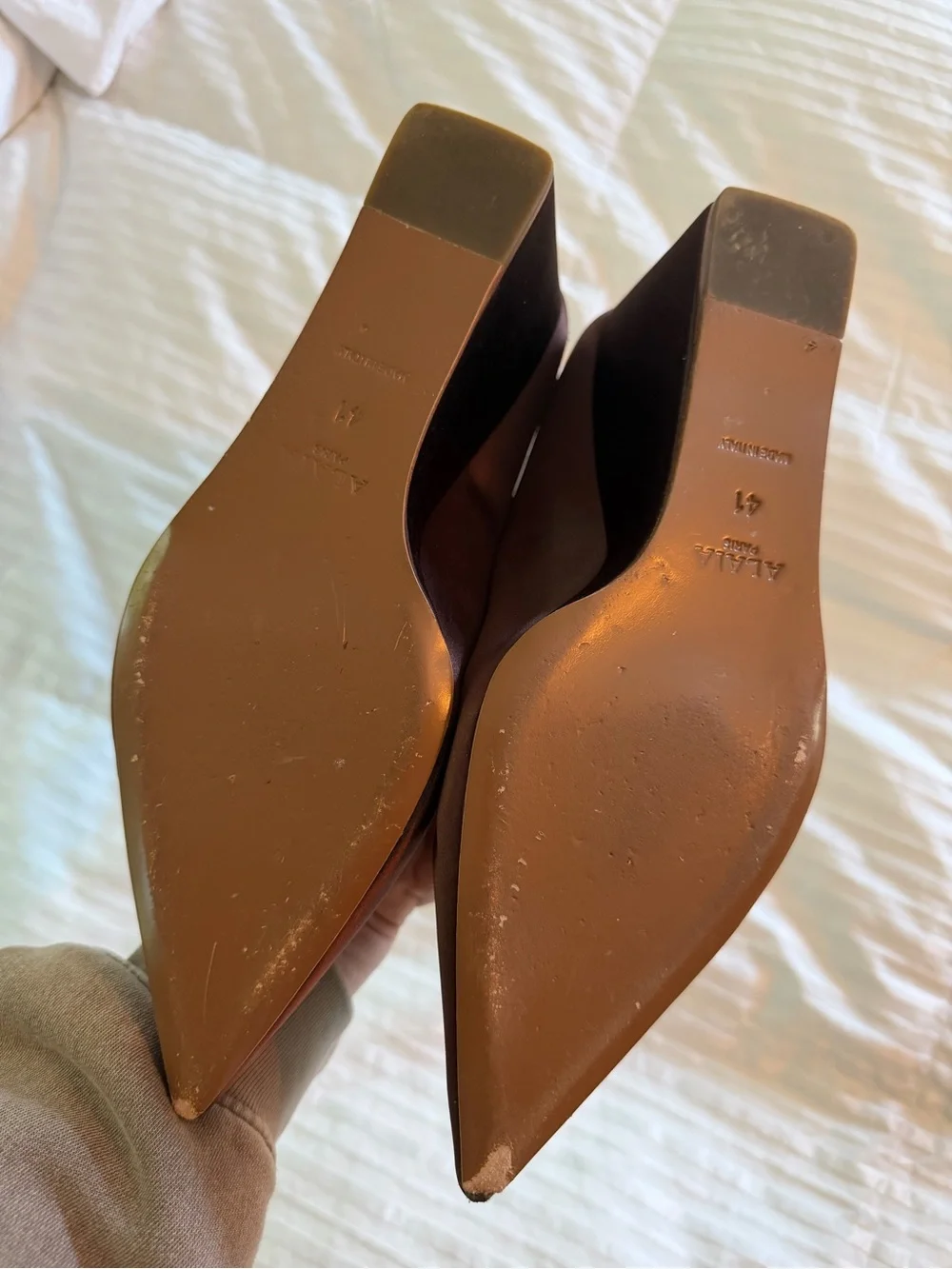 Alaia Brown Pointed-Toe Slip-On Mules - Picture 3 of 4